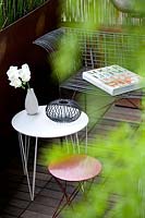Modern furniture designed by Antonino Sciortino in modern terrace garden.