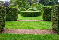 The Serpentine Garden at Scampston Hall Walled Garden, North Yorkshire, UK. 