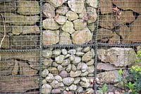 Stone filled gabions at Birmingham Botanical Gardens and Glasshouses, March