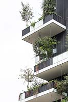 Bosco Verticale - Vertical forest. Residential towers planted with trees and shrubs.
