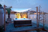Jacuzzi corner on the terrace at night