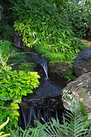 Natural looking waterfall water feature 