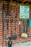 Orderly storage of garden tools - Open Gardens Day, Cratfield, Suffolk