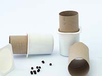Seeds and recycled yoghurt pots and toilet rolls to be used as pots