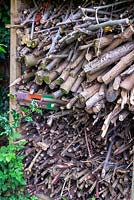 Firewood and sticks for kindling  in dry storage  - Open Gardens Day, Coddenham, Suffolk
