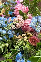 Bouquet of mixed flowers - Peonies, roses, Digitalis, Delphiniums and stocks