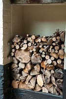 Dry storage of firewood - Open Gardens Day, Woolpit, Suffolk