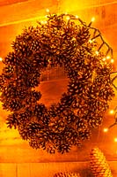 Cone wreath with fairy lights