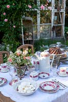 Afternoon tea in cottage garden