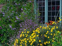Courtyard and flower borders 