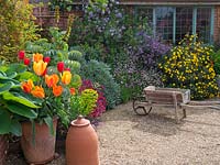 Courtyard and flower borders 