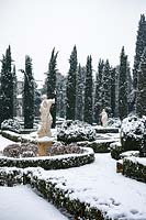 French-style parterre in snow 