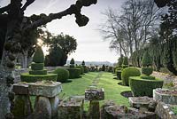 The Troughery with Topiary Garden behind at Rodmarton Manor, Glos, UK. 
