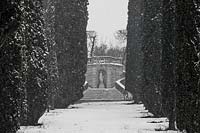 Path leading to Belvedere in the snow
