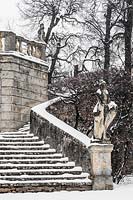 Belvedere step and state covered in snow