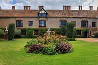 Inner Court at Chenies Manor with central statue 