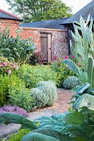 Formal herb garden in walled garden