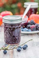 Hedgerow Jam made with blackberries, sloe berries and apples. 