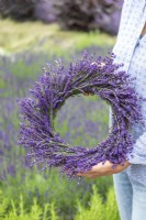 Holding finished lavender wreath