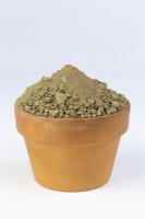 A sample of clay soil in a terracotta pot