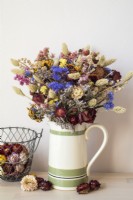 Dried flower arrangement in jug