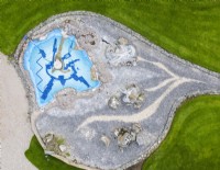 View over the House Pond and sculptures. Taken from drone. July