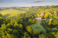 View over the garden taken from a drone, July