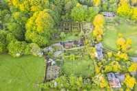 View taken by drone of the whole garden, showing its surroundings