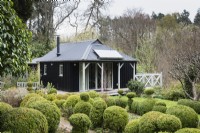Self-contained holiday let in the box garden at Lower House, Powys in March