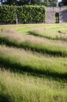 Grass maze at Gordon Castle Walled Garden, Scotland in July