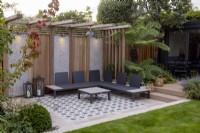 Pergola and patio in contemporary garden