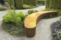 Corten steel as ornament but also as bench to use.