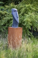 Longface by Dennis Fairweather on a Corten steel plinth.