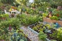 Organic kitchen garden with raised beds.