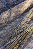 Using willow to make woven garden border hurdles