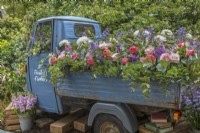 Freddie's Flowers Piaggio Ape 3-wheeled scooter cut flower stand at RHS Chelsea Flower Show 2019