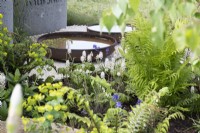 Water feature in 'The Vitamin G' Feature Garden at RHS Malvern Spring Festival 2022 - Designer Alan Williams