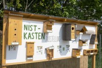 Torgau, Sachsen, Germany 
LAGA Landesgartenschau Torgau 2022 State garden show.
Display of various nesting houses to encourage birds, insects and other wildlife into the garden. 