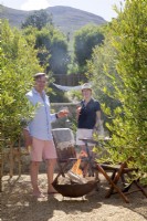 Owners, Fredrik and Nina in the olive orchard