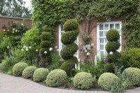Topiary in the front garden at Hamilton House, in May, open for NGS