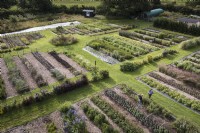 Aerial views of a flower farm in July