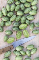 Melothria scabra - Cucamelons on a wooden board