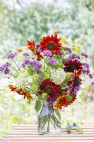 Bouquet containing Helianthus 'Velvet Queen' - Sunflowers, Ammi visnaga and Verbena bonariensis