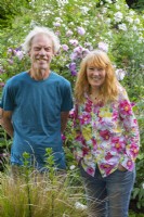 Michael Marriott, rosarian, and Rosie Irving, a horticultural TV producer, in their garden.