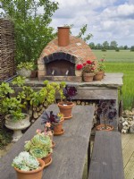 Pizza oven on raised decking