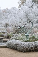 Cottage garden in the frost at the RHS Wisley Gardens
