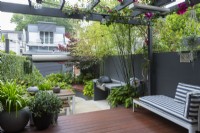 Composite timber deck, pergola and a small inner city courtyard garden.
