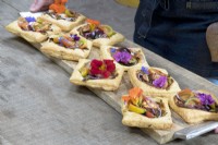 Dishes with edible flowers.