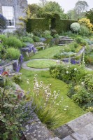 Terraced country garden in May.