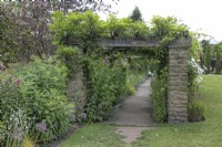 Stone pergola at Winterbourne Botanic Garden - June